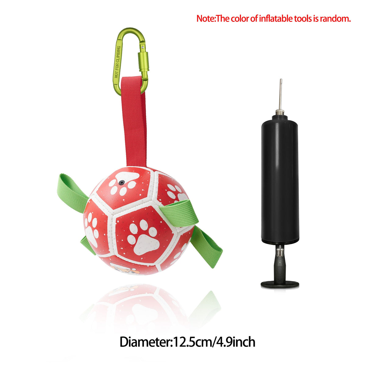 Grab-Tab Fetch Ball - Christmas red, 12.5 cm, with clip, with pump