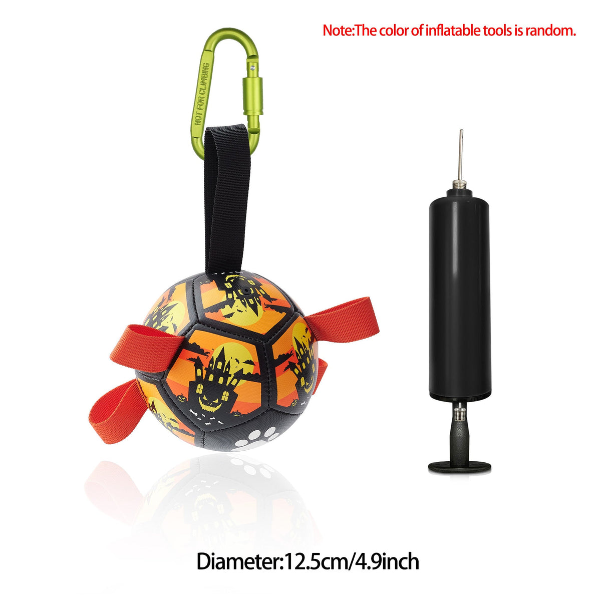 Grab-Tab Fetch Ball - Halloween orange, 12.5 cm, with clip, with pump