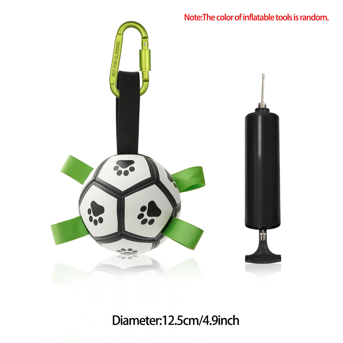 Grab-Tab Fetch Ball - Classic black & white, 12.5 cm, with clip, with pump