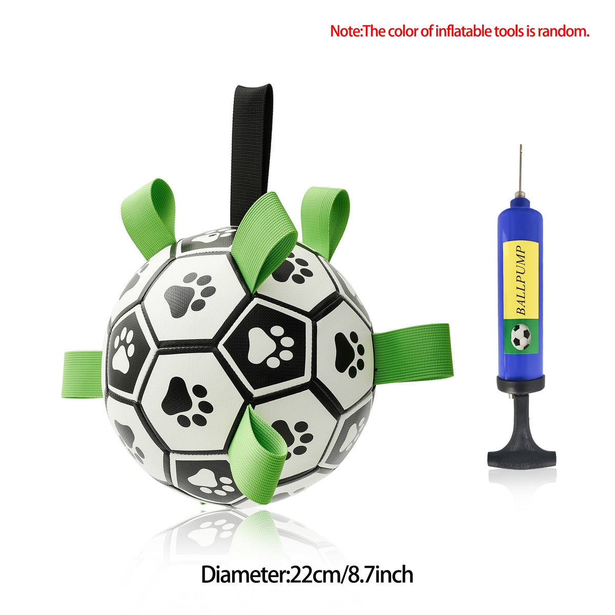 Grab-Tab Fetch Ball - Classic black & white, 22 cm, without clip, with pump