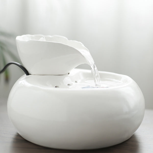 Pet Ceramic Automatic Cat Leaf Water Dispenser