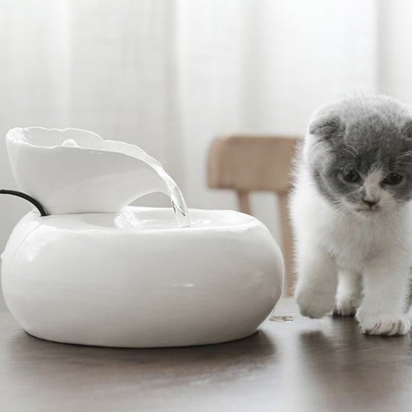 Pet Ceramic Automatic Cat Leaf Water Dispenser
